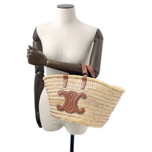 Load image into Gallery viewer, CELINE Teen Triomphe Classic Panier Basket Bag Tan/Natural194002CGG.25FO Raffia Leather
