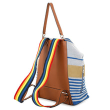 将图像加载到图库查看器中，LOEWE Goya Anagram Backpack Blue/White/Brown335.72.S53 Canvas Leather
