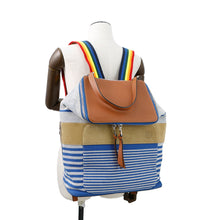 将图像加载到图库查看器中，LOEWE Goya Anagram Backpack Blue/White/Brown335.72.S53 Canvas Leather
