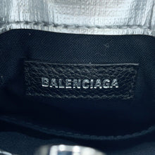 将图像加载到图库查看器中，BALENCIAGA shopping phone holder bag Silver/Black593826 Leather Size Mini
