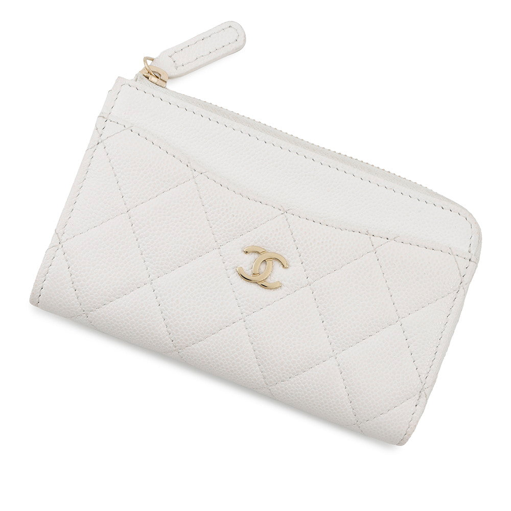 CHANEL Matelasse fragment case WhiteAP3179 Caviar Leather