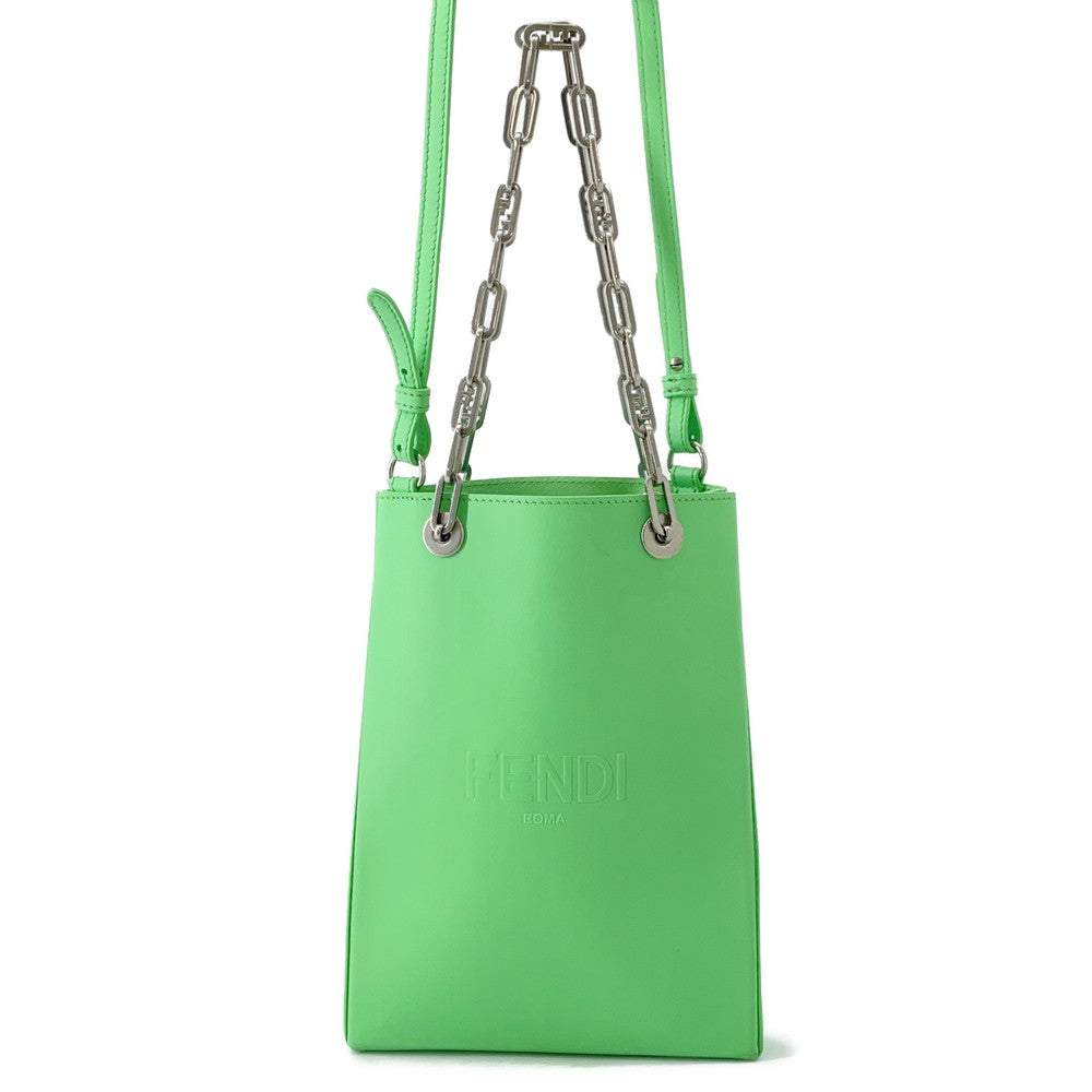 FENDI Small Shopping Bag Light Green8BH382 Leather Size Small