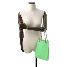 将图像加载到图库查看器中，FENDI Small Shopping Bag Light Green8BH382 Leather Size Small
