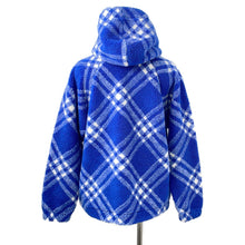 将图像加载到图库查看器中，BURBERRY Check Pattern Boa Pullover Hoodie Size M Blue/White8077523 Acryl40% Wool 36% Polyester24%
