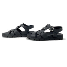 将图像加载到图库查看器中，PRADA Cross Sandals Black2X3118 Rubber Size 8
