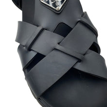 将图像加载到图库查看器中，PRADA Cross Sandals Black2X3118 Rubber Size 8

