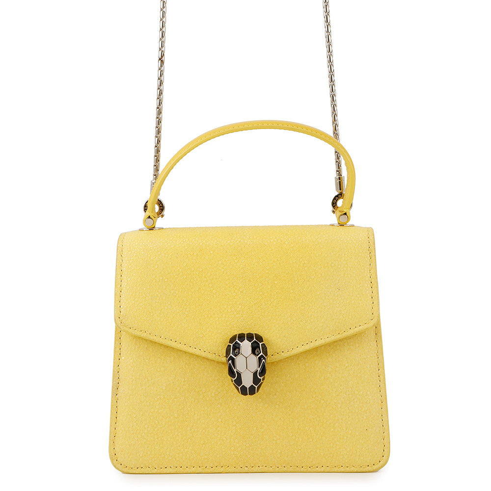 BVLGARI Serpenti Forever ChainShoulder Yellow Galuchat Leather Leather