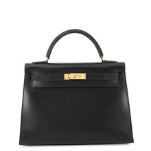 Load image into Gallery viewer, HERMES Kelly Sellier Black Box Calf Leather Size 32
