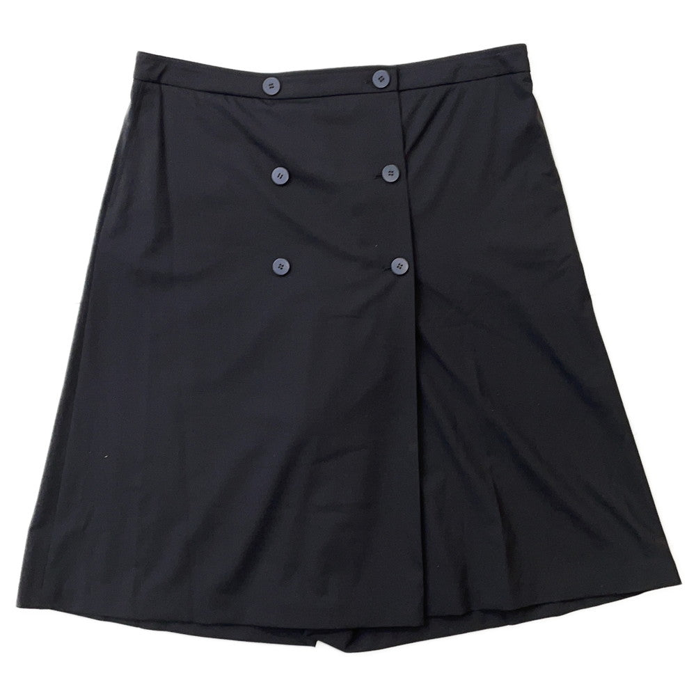 HERMES Double Button Wide Short Pants Size Chronomat 44 Black Wool 100%