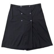HERMES Double Button Wide Short Pants Size Chronomat 44 Black Wool100%