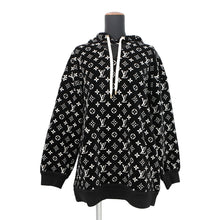 将图像加载到图库查看器中，LOUIS VUITTON Monogram Velour Hoodie Size XL Black/WhiteRW231W Cotton100%
