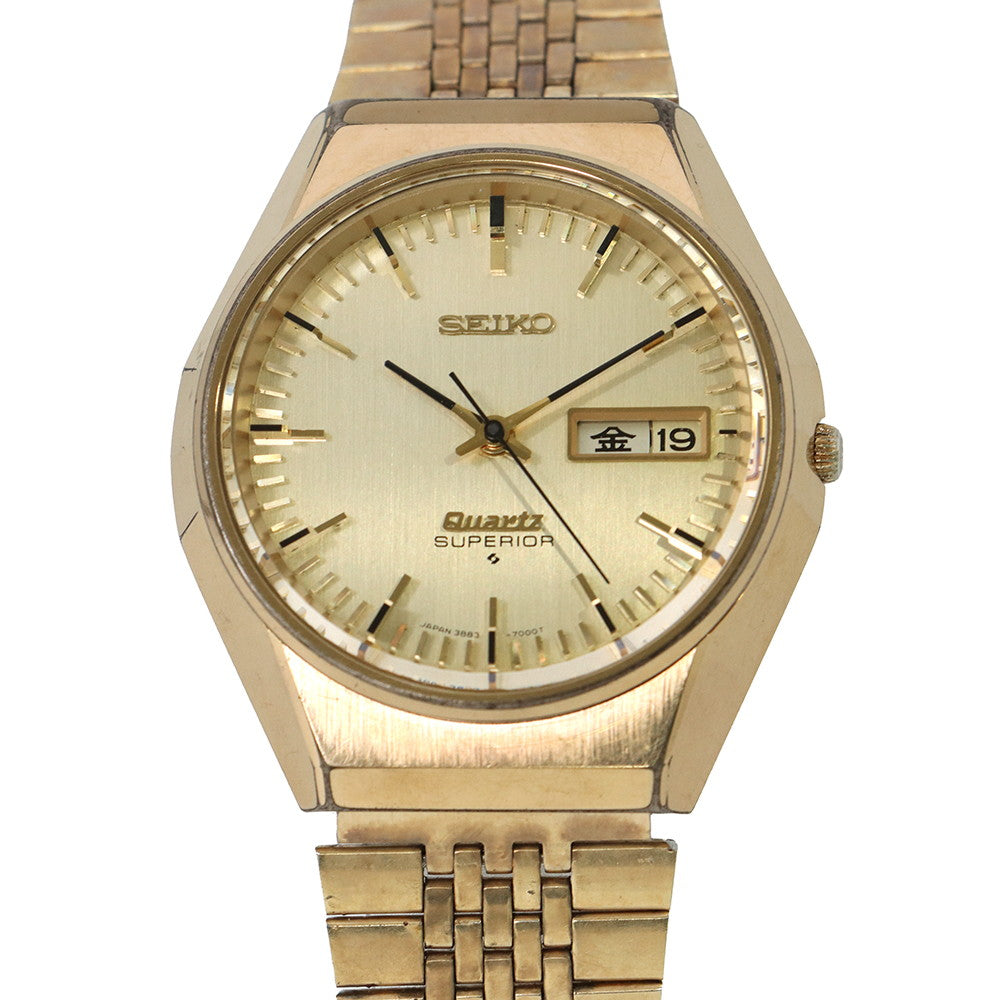 SEIKO Superior Day-Date W37mm Stainless Steel Champagne Gold Dial3883-7000
