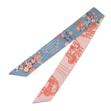Load image into Gallery viewer, HERMES Twilly BRIDES DE GALA EN FLEURS Brides de Gala en Fleurs Blue Jean/Rose/Salmon Silk100%
