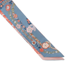Load image into Gallery viewer, HERMES Twilly BRIDES DE GALA EN FLEURS Brides de Gala en Fleurs Blue Jean/Rose/Salmon Silk100%
