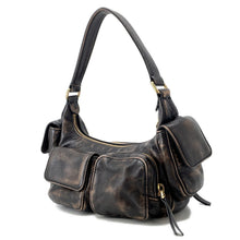 将图像加载到图库查看器中，MIUMIU Pocket Bag Dark Brown5BC188 Vintage processed Nappa Leather
