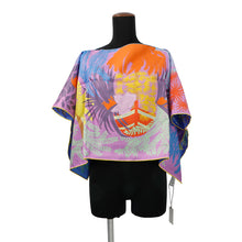 将图像加载到图库查看器中，HERMES Carre Dossart Double Face The Painters&#39; Garden Le Jardin de Peintres Poncho Blue/Vert/Orange/Purple Silk100%
