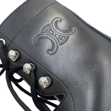 将图像加载到图库查看器中，CELINE Triomphe Ranger Mid Lace-Up Boots Black357583579C Bull Calf Leather Size 36
