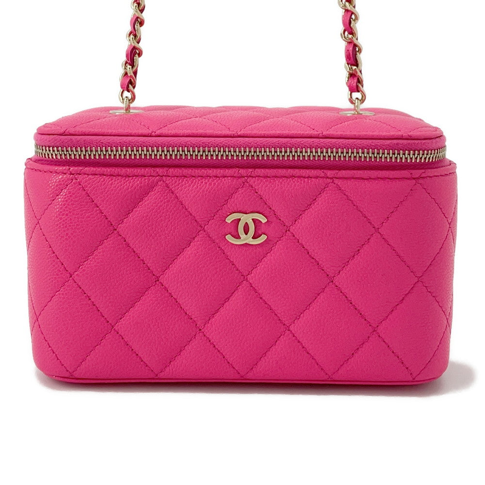 CHANEL Matelasse Vanity ChainShoulder Bag PinkAP1341 Caviar Leather Size Small