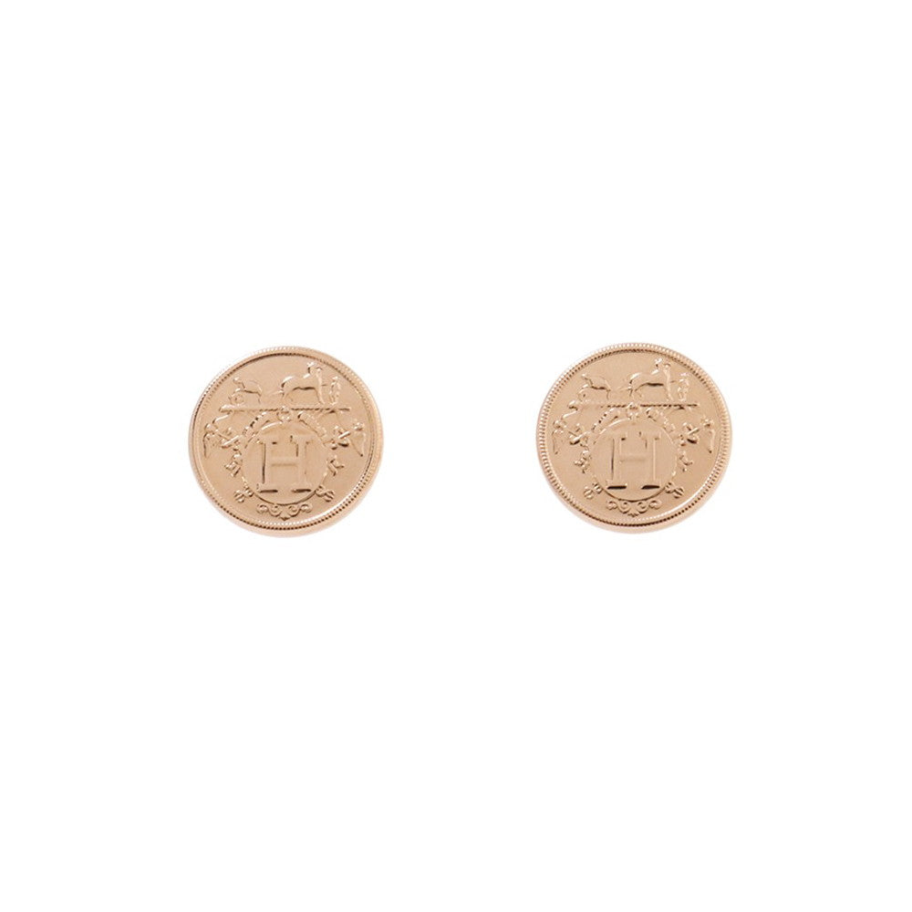 HERMES Ex Libris Earrings Size TPM 18K Pink Gold