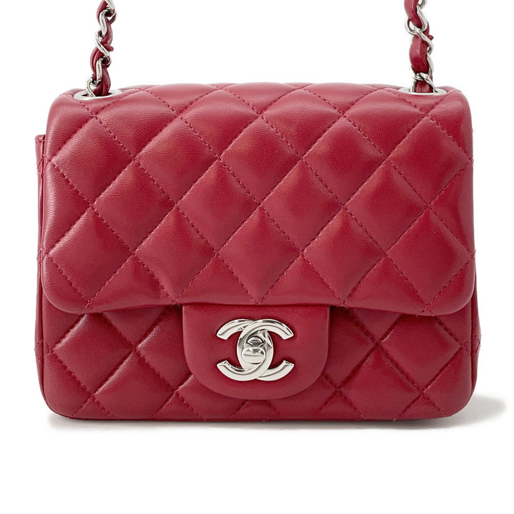 CHANEL Mini Matelasse Single Chain Shoulder Bag RedA35200 Lambskin