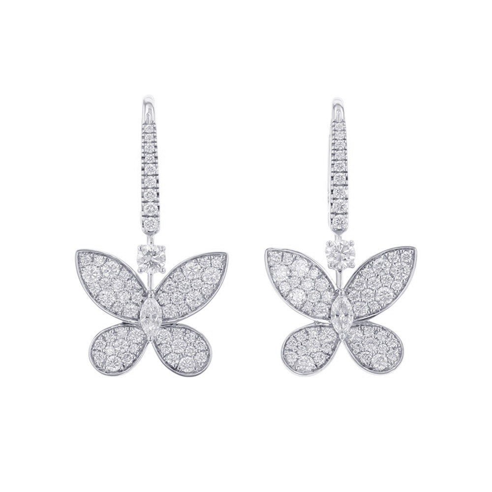 GRAFF Pavé Butterfly Mini Diamond Drop EarringsRGE1167 18K White Gold