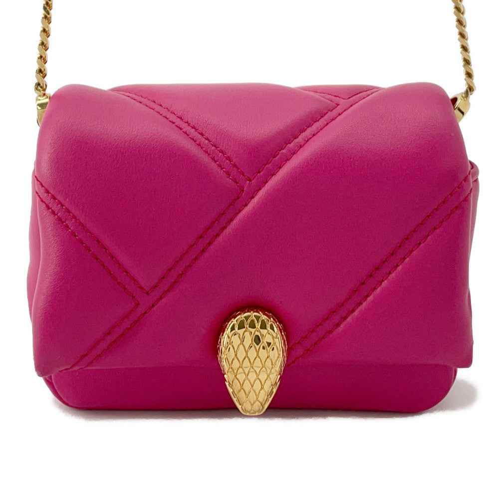 BVLGARI Serpenti Cabochon Shoulder Bag Pink293113 Calf Leather Size micro