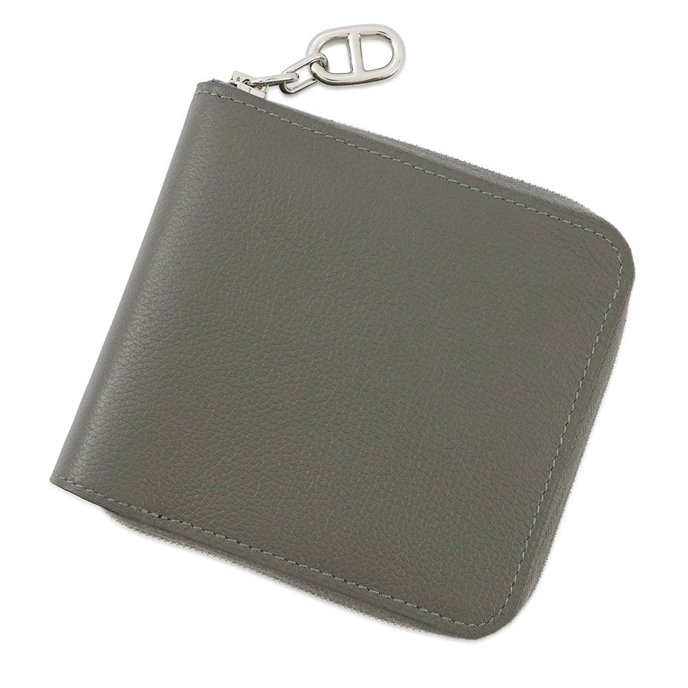 HERMES Zip Ango 2 Bifold Wallet Gris Meyer Evercolor