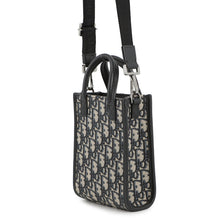 Load image into Gallery viewer, Dior Oblique Jacquard Safari North/South 2-way Tote Bag Navy2ESWS017YKY Canvas Leather Size Mini
