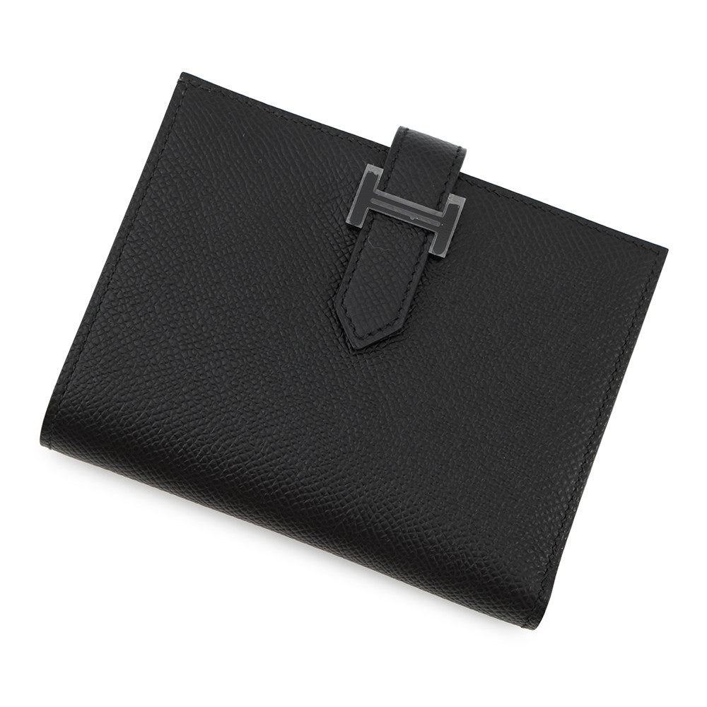 HERMES Bearn Compact Mono Chrome Black Epsom