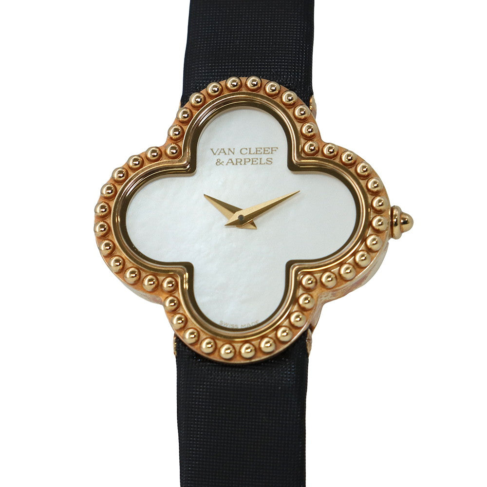 Van Cleef & Arpels Alhambra Small Model Watch W26mm x H26mm K18YG Satin Mother of Pearl DialVCARD22000