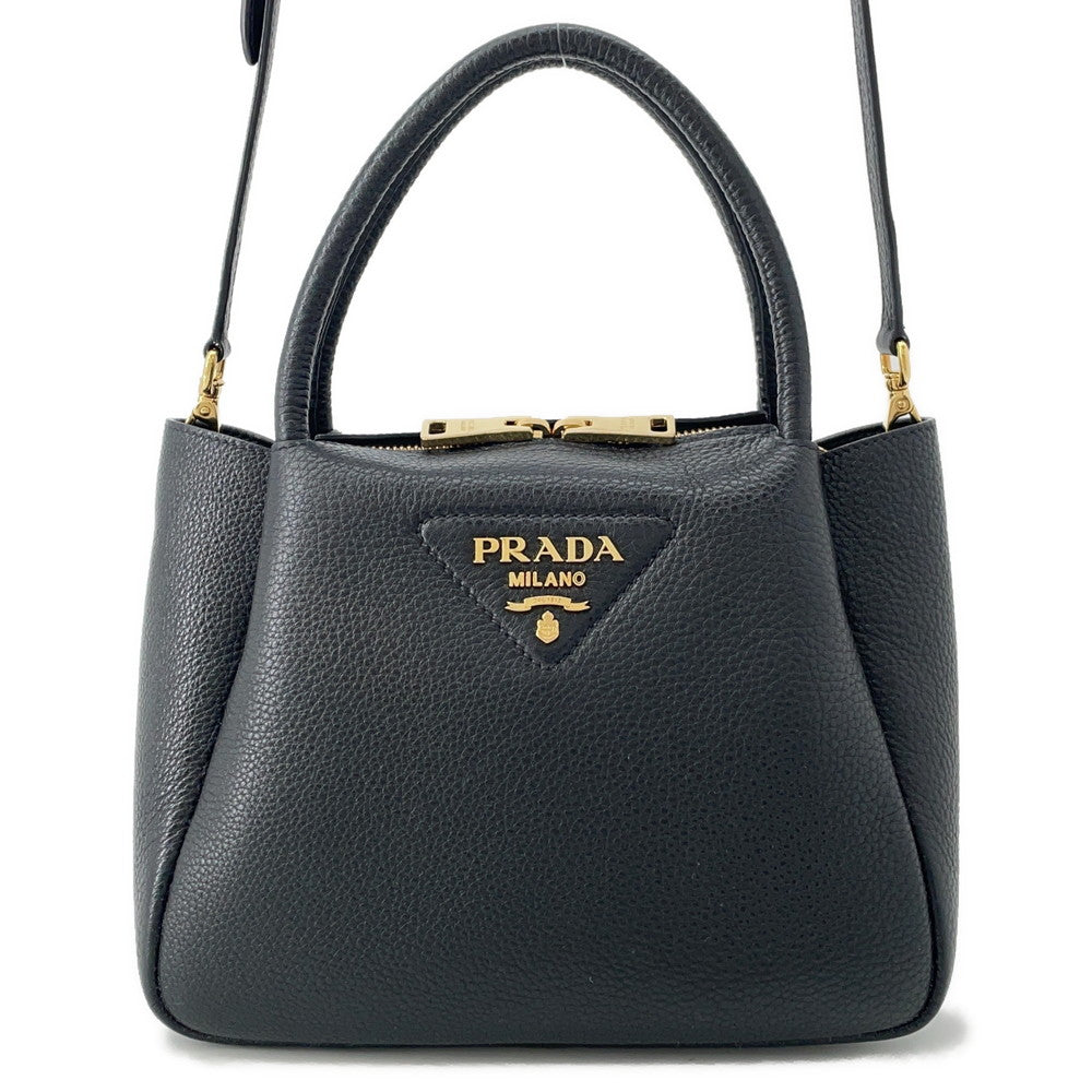 PRADA Vitello Dino 2WAY Handbag Black1BC145 Leather