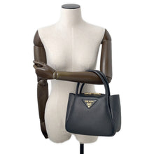 将图像加载到图库查看器中，PRADA Vitello Dino 2WAY Handbag Black1BC145 Leather

