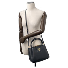 将图像加载到图库查看器中，PRADA Vitello Dino 2WAY Handbag Black1BC145 Leather

