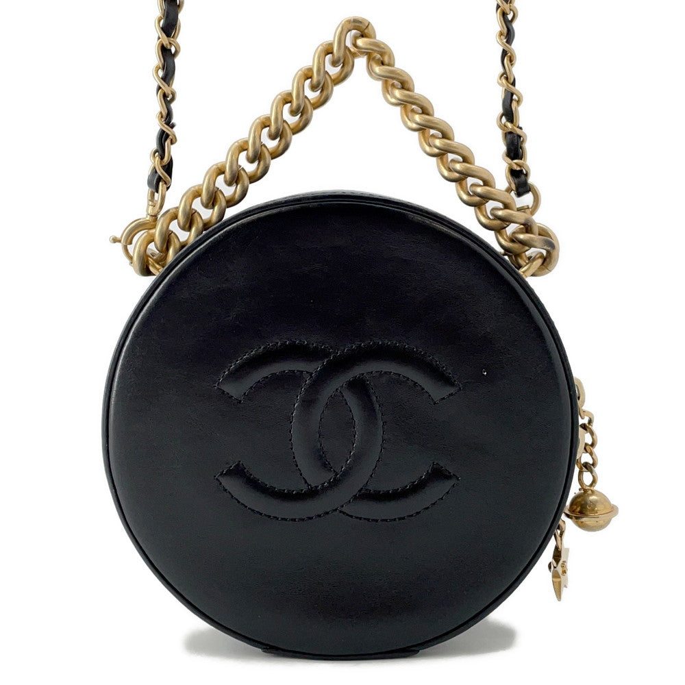 CHANEL As Earth Round Chain Bag BlackA91946 Leather
