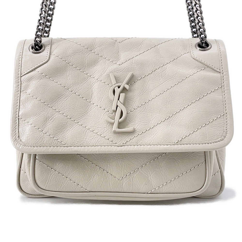 SAINT LAURENT PARIS Niki Baby ChainShoulder Bag White6331600EN049207 Vintage Leather Size Baby