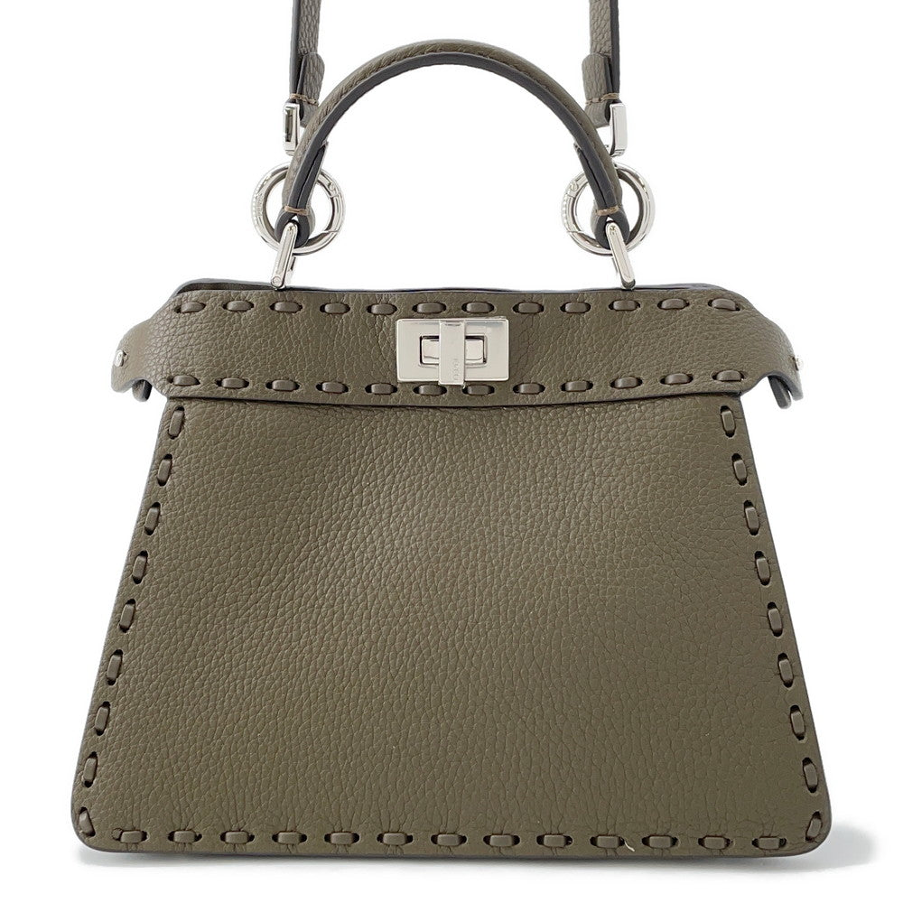 FENDI Peekaboo Selleria I see you Khaki8BN335 Leather Size Petit