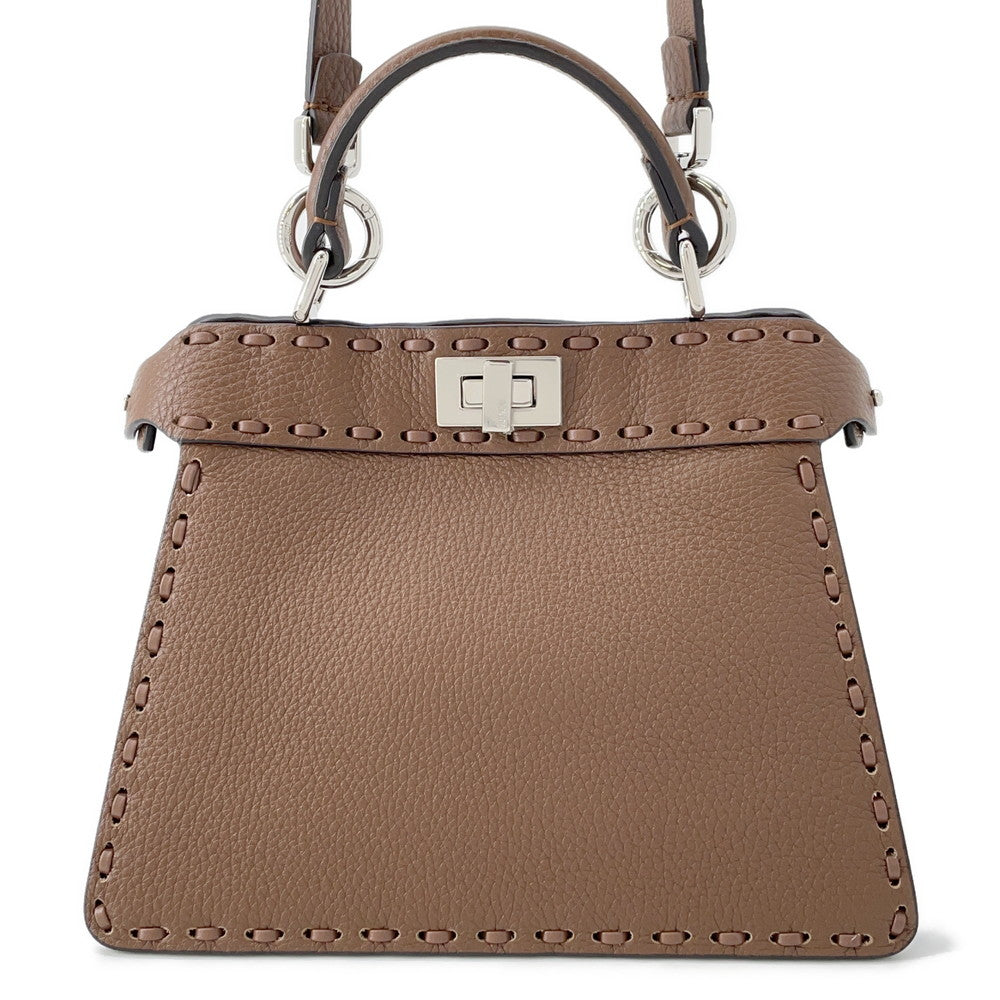 FENDI Peekaboo Selleria I see you Brown8BN335 Leather Size Petit