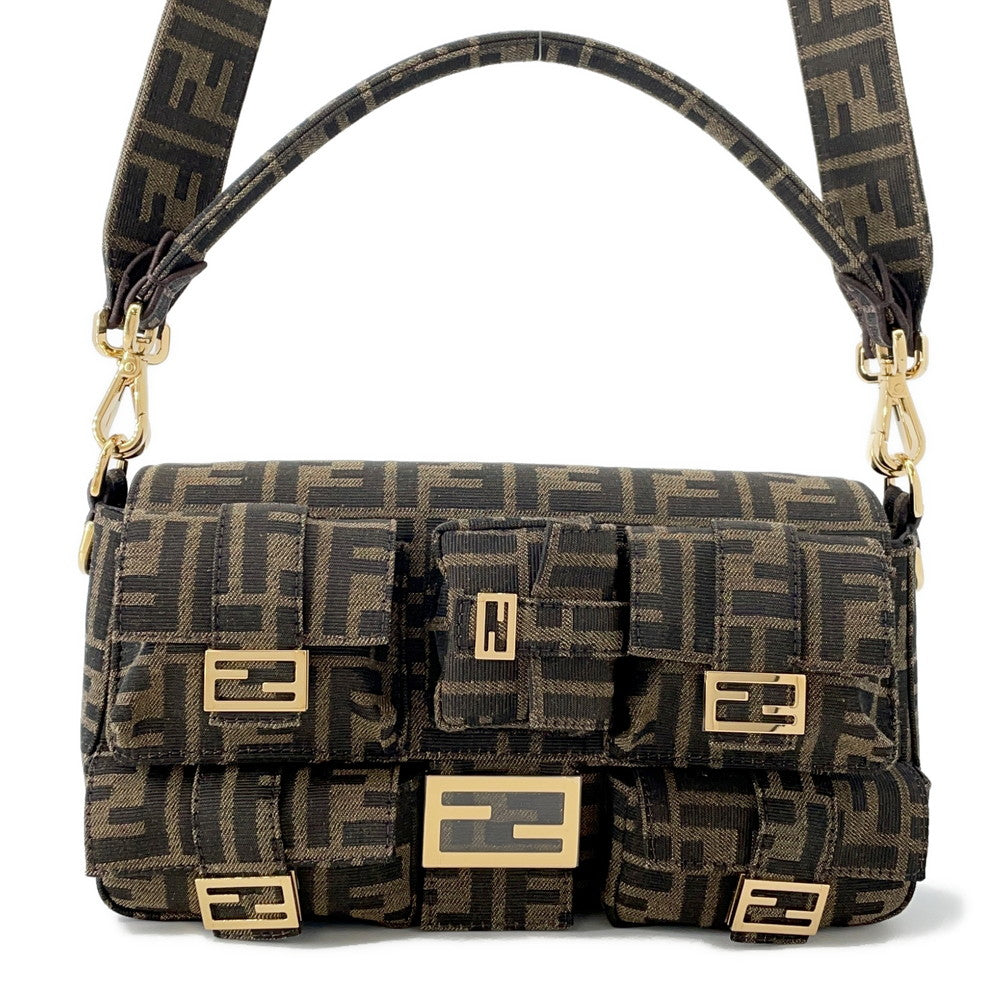 FENDI Zucca Multi-Pocket Baguette Brown/Black8BR808 Jacquard