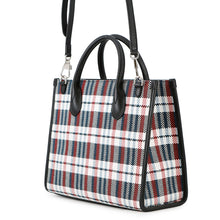 将图像加载到图库查看器中，GUCCI Embroidery Check 2-Way Tote Bag Multicolor/Beige659983 Canvas Leather Size Small
