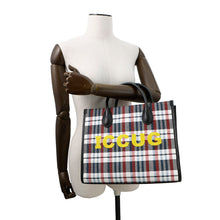 Load image into Gallery viewer, GUCCI Embroidery Check 2-Way Tote Bag Multicolor/Beige659983 Canvas Leather Size Small
