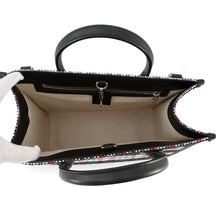 Load image into Gallery viewer, GUCCI Embroidery Check 2-Way Tote Bag Multicolor/Beige659983 Canvas Leather Size Small
