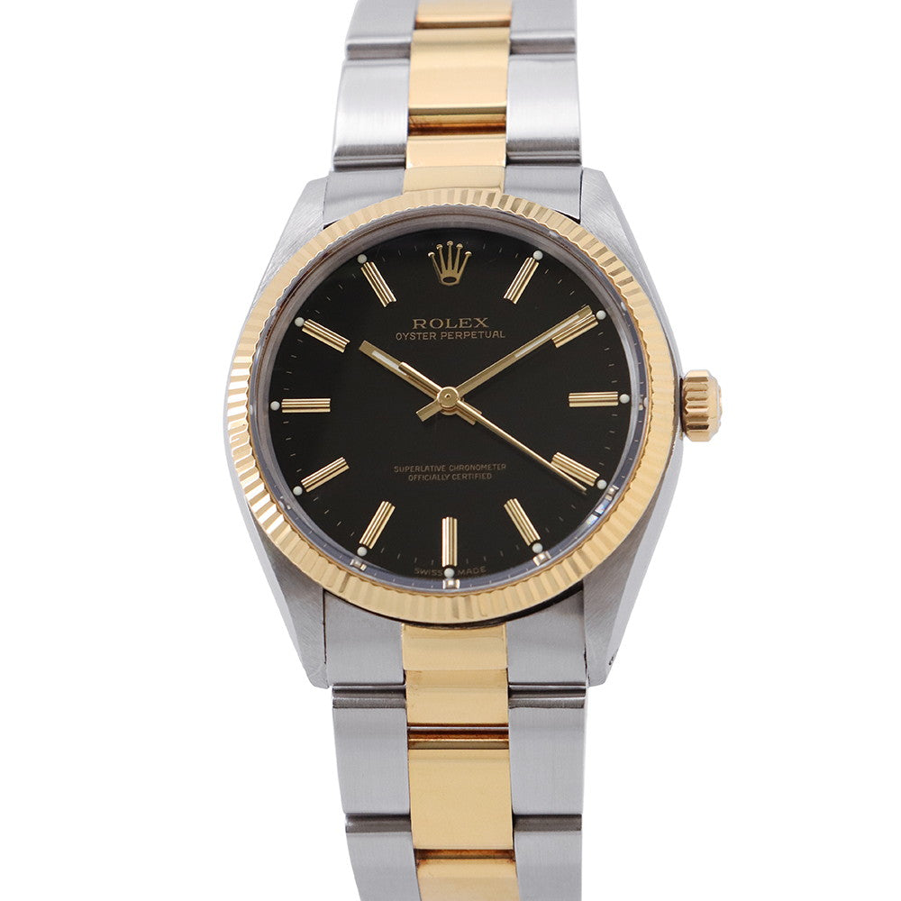 ROLEX Oyster Perpetual W34mm Stainless Steel K18YG Black Dial1005