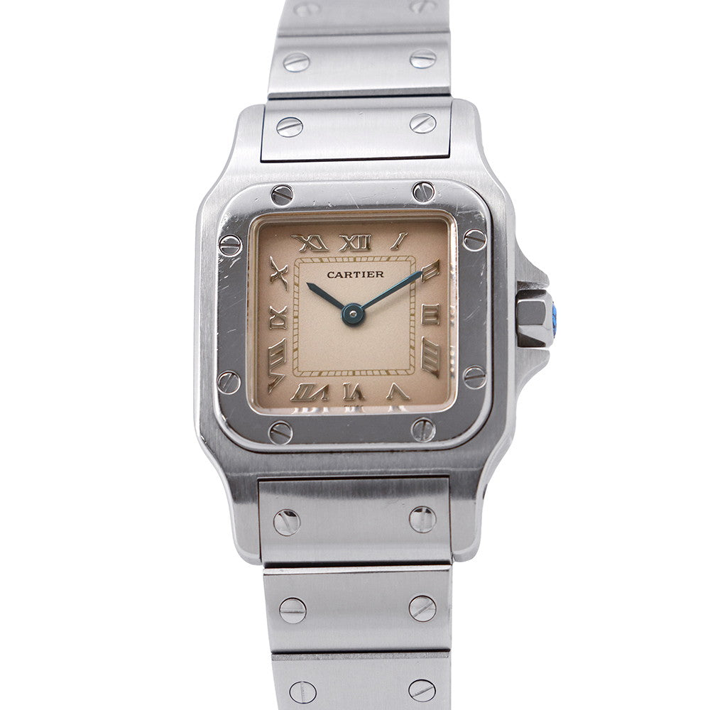 CARTIER Santos Garbe SM W34mmxH24mm Stainless Steel Ivory DialW20017D6