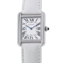 将图像加载到图库查看器中，CARTIER Tank Solo SM H31mmxW24mm Stainless Steel Leather Silver DialW1018255
