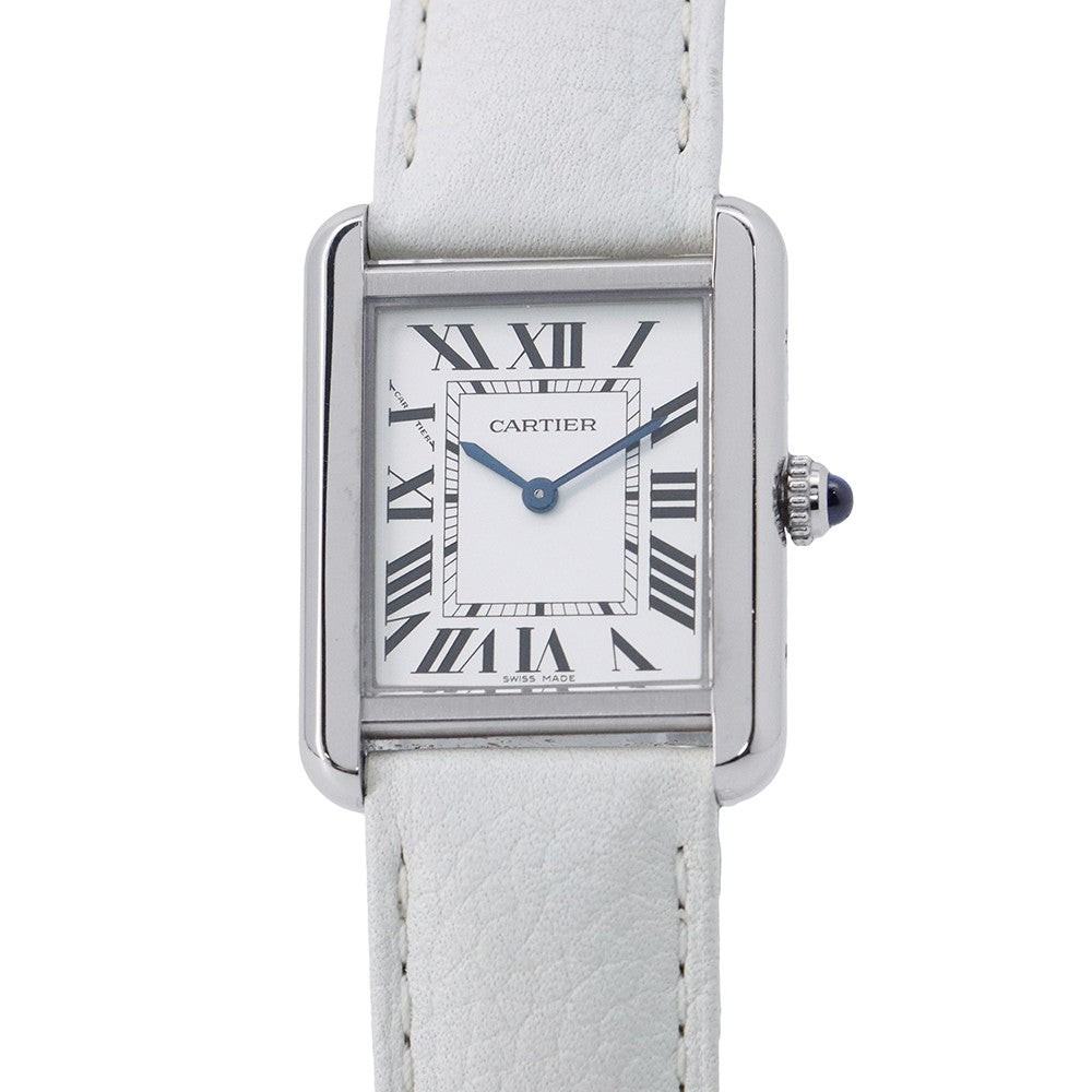 CARTIER Tank Solo SM H31mmxW24mm Stainless Steel Leather Silver DialW1018255