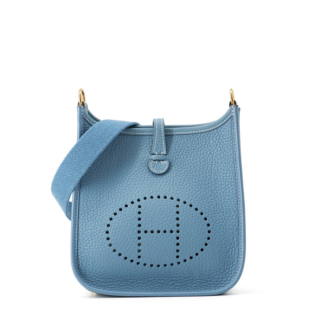HERMES Evelyne Long New Blue Jean Taurillon Clemence Size TPM