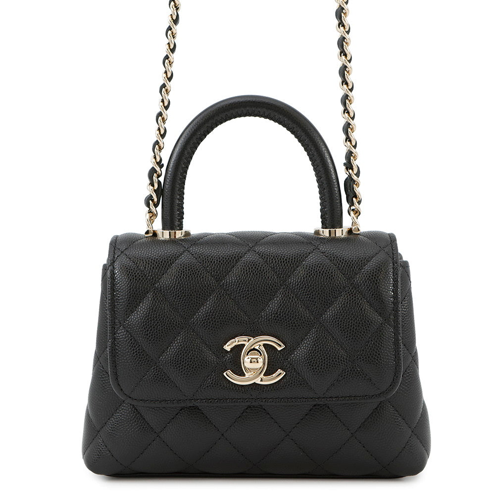 CHANEL Matelasse Coco Handle 2WAYHandbag BlackAP4244 Caviar Leather Size Mini mini