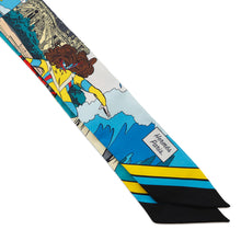 将图像加载到图库查看器中，HERMES TwillyWow Blue Azur/Jaune/Multicolor Silk100%
