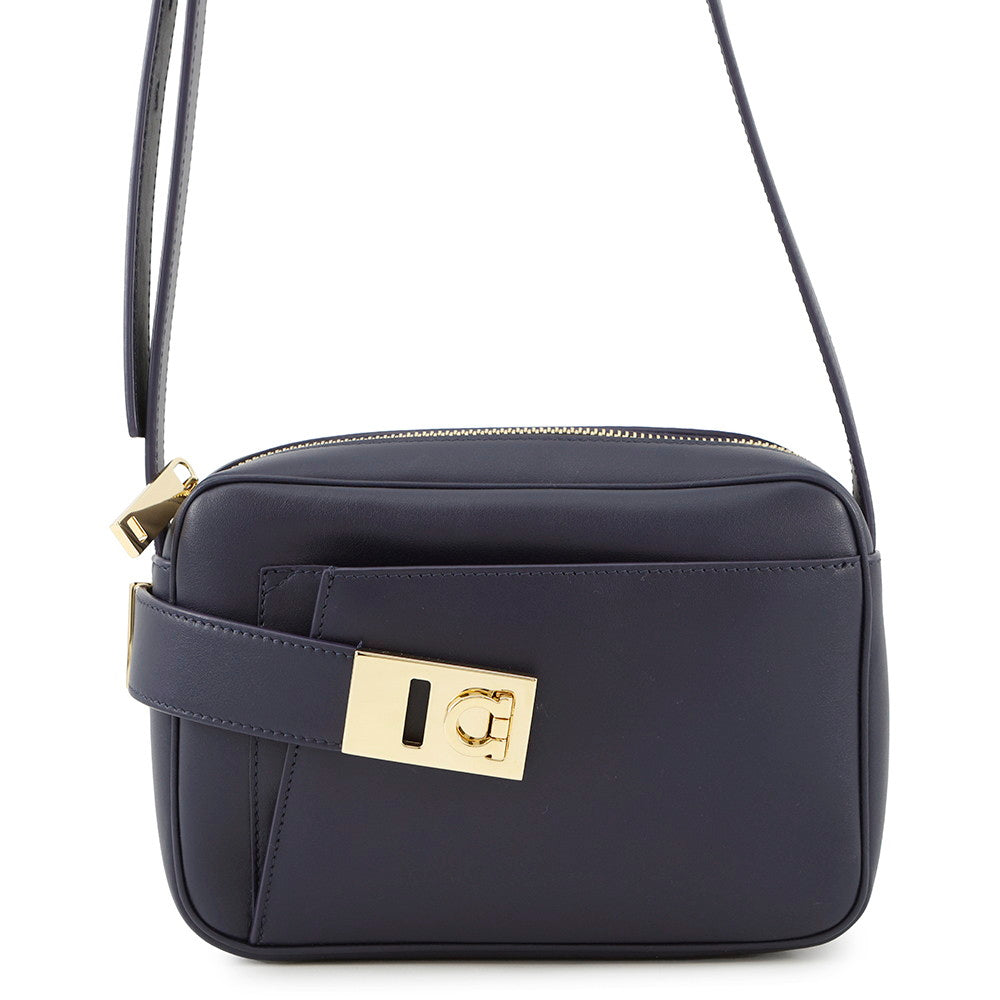 Ferragamo Shoulder Bag Camera Bag Gancini Midnight Blue216292 Leather