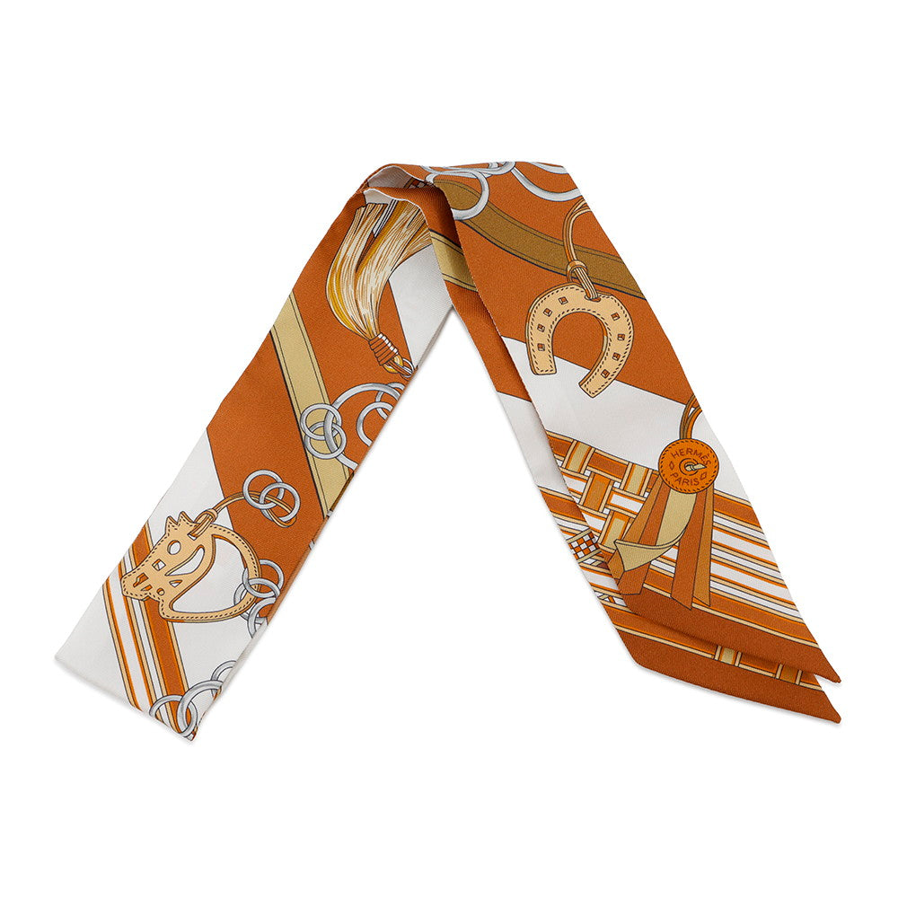 HERMES Twilly Ma Le and Bag Charm Camel/White/BlancH062849S Silk100%